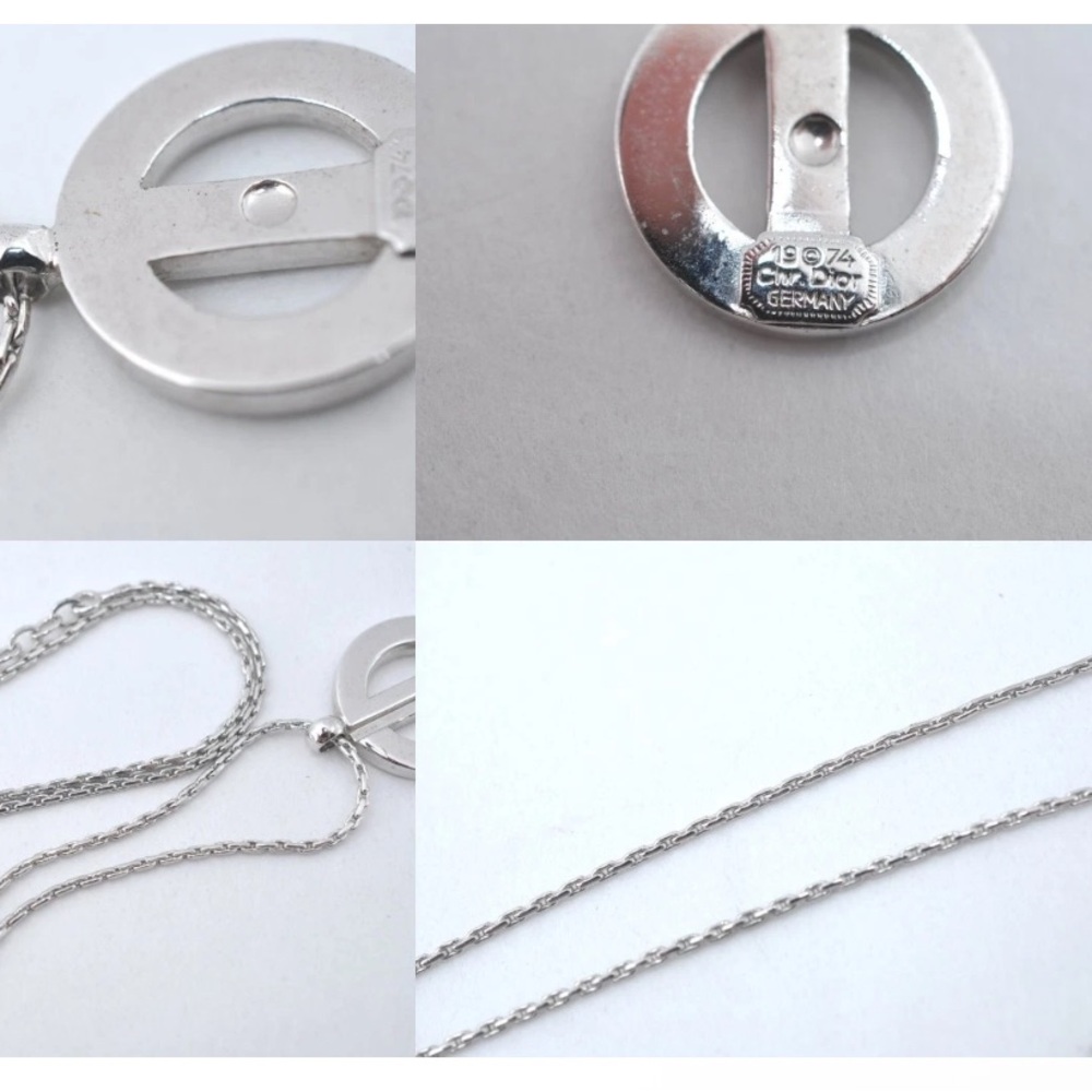 Christian Dior CD Silver Tone Pendant Necklace 14-16” - Picture 9 of 11